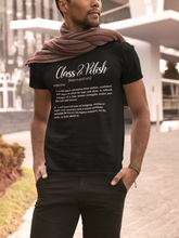 Load image into Gallery viewer, Class_Polish2ptmensdefteewhfontmodelinscarf.png
